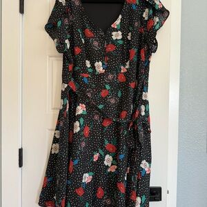 City Chic Black Dress with Floral Design
